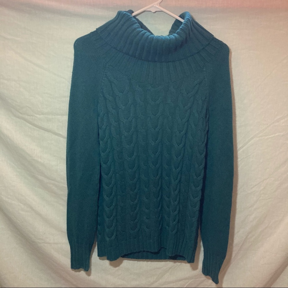 Women’s Teal Wide Turtleneck Sweater